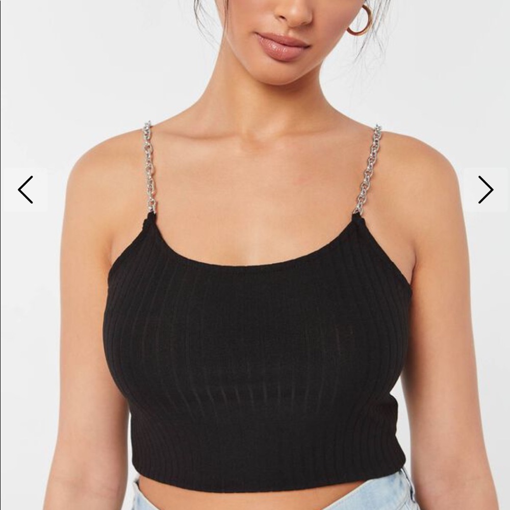 Black Crop Top Chain Detail